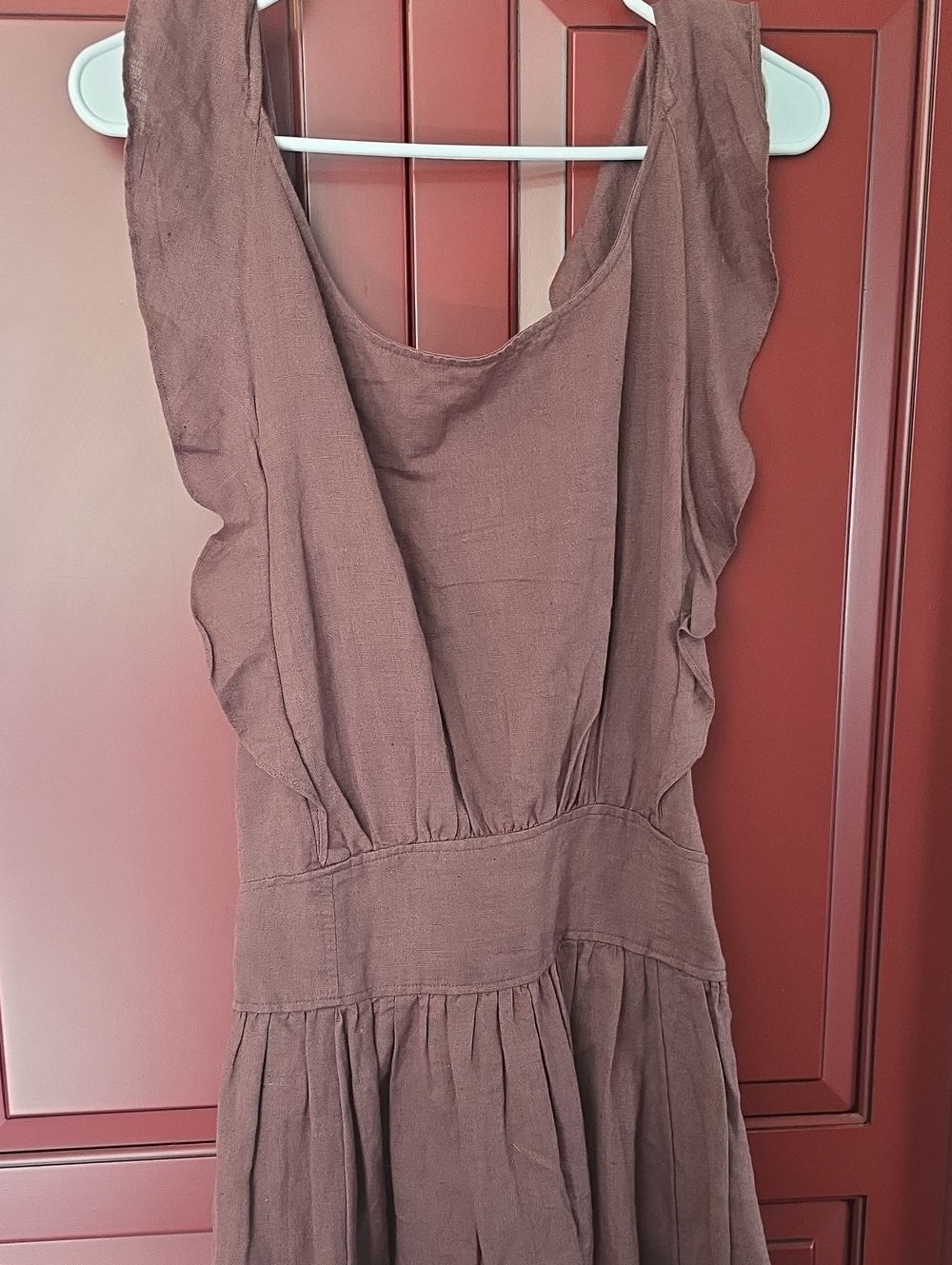 Free People Women's Brown Sleeveless Ruffle Midi Dress